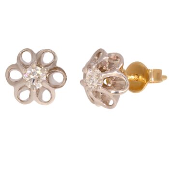 Złote kolczyki z brylantami na sztyft