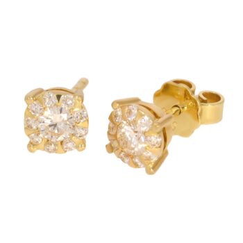 Złote kolczyki z brylantami na sztyft