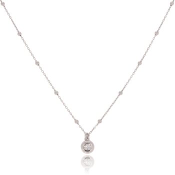 Srebrny naszyjnik z cyrkonią i drobnymi kuleczkami