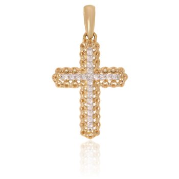 Złoty krzyżyk z brylantami