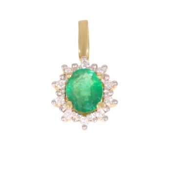 Złota zawieszka ze szmaragdem i brylantami