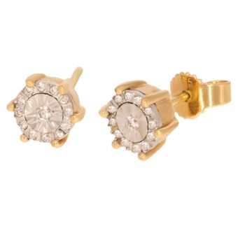 Złote kolczyki z brylantami na sztyft