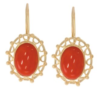Złote kolczyki z naturalnym koralem