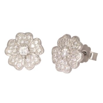 Srebrne kolczyki kwiatuszki z cyrkoniami na sztyft