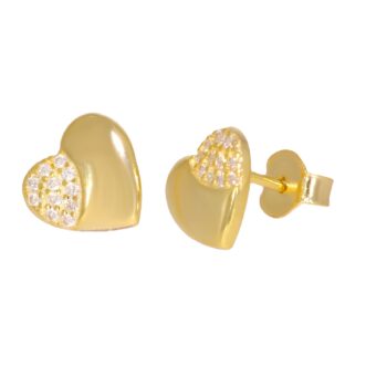 Srebrne pozłacane kolczyki na sztyft z cyrkoniami