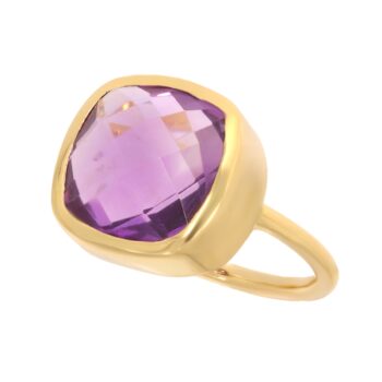 Złoty pierścionek z ametystem