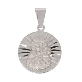 Srebrny medalik z wizerunkiem Matki Bożej Częstochowskiej
