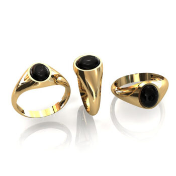 Złoty pierścionek- sygnet z onyksem