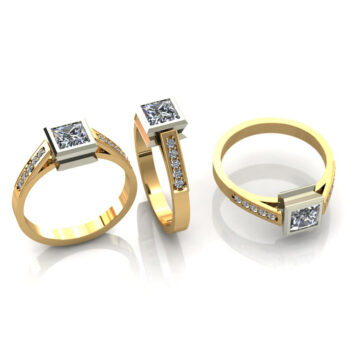 Złoty pierścionek z cyrkoniami